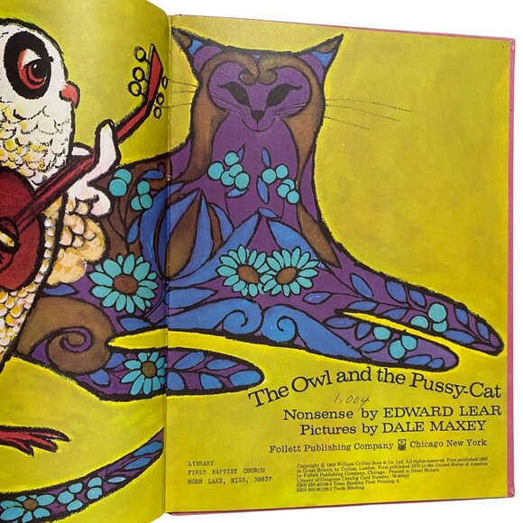 Edward Lear Hardcover Book Lot of 2 Psychedelic Artwork Dale Maxey Vtg 60s 70s - Picture 10 of 12